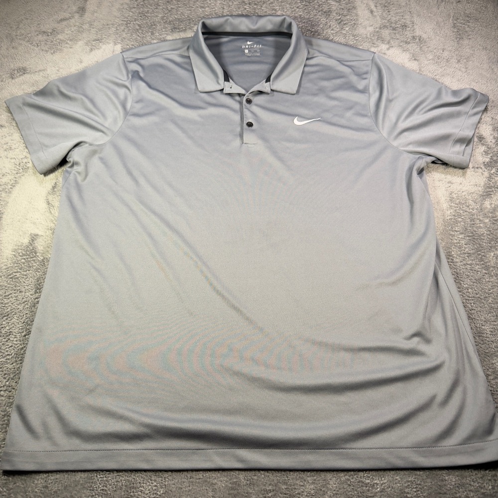 Nike Dri-FIT Polo Shirt Mens XXL Gray Short Sleeve Performance Golf Top
